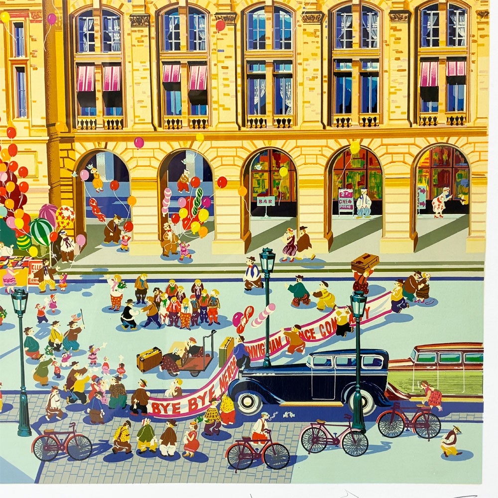 ヒロ ヤマガタ 山形博導 サン・ラザール駅 シルクスクリーン 225/295 額装品 111×113cm 限定品 版画 絵画 フランス パリ 1986年 ◎