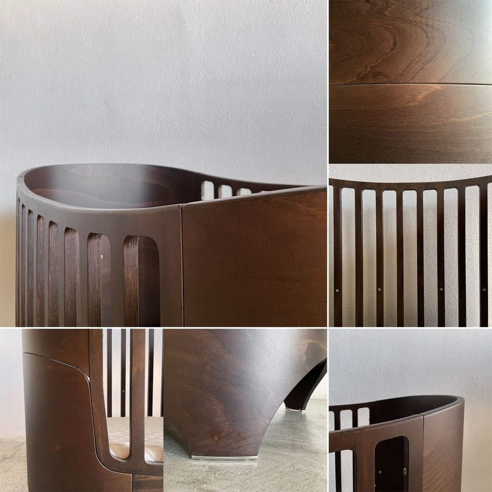 リエンダー Leander ベビーベッド BABY BED アレンジ使用可能 ブナ材 ウォルナット色 北欧家具 デンマーク 参考価格16.5万円 〓
