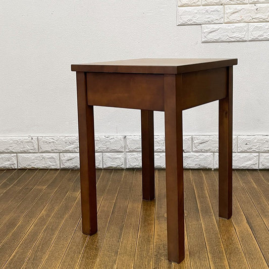 無印良品 MUJI バーチ材 サイドテーブル ナイトテーブル 抽斗一杯 ブラウン 廃番 ◎