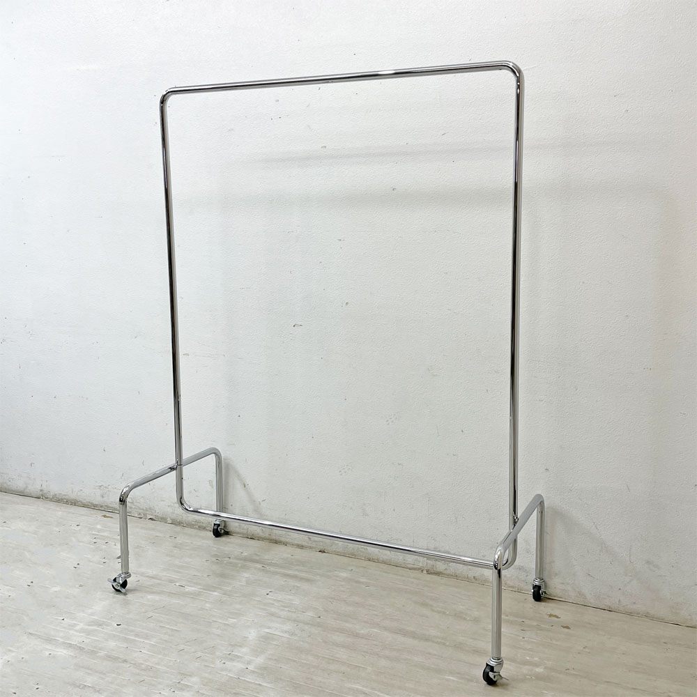 インダストリアルデザイン Industrial design スチール製 ハンガーラック W130cm U字脚 キャスター付き 店舗什器 工業系 ●