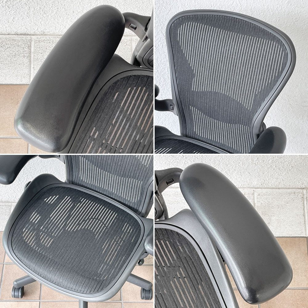 ハーマンミラー Herman Miller アーロンチェア Bサイズ ランバーサポート フル装備 グラファイトベース ビル・スタンフ ＆ ドン・チャドウィック ◇