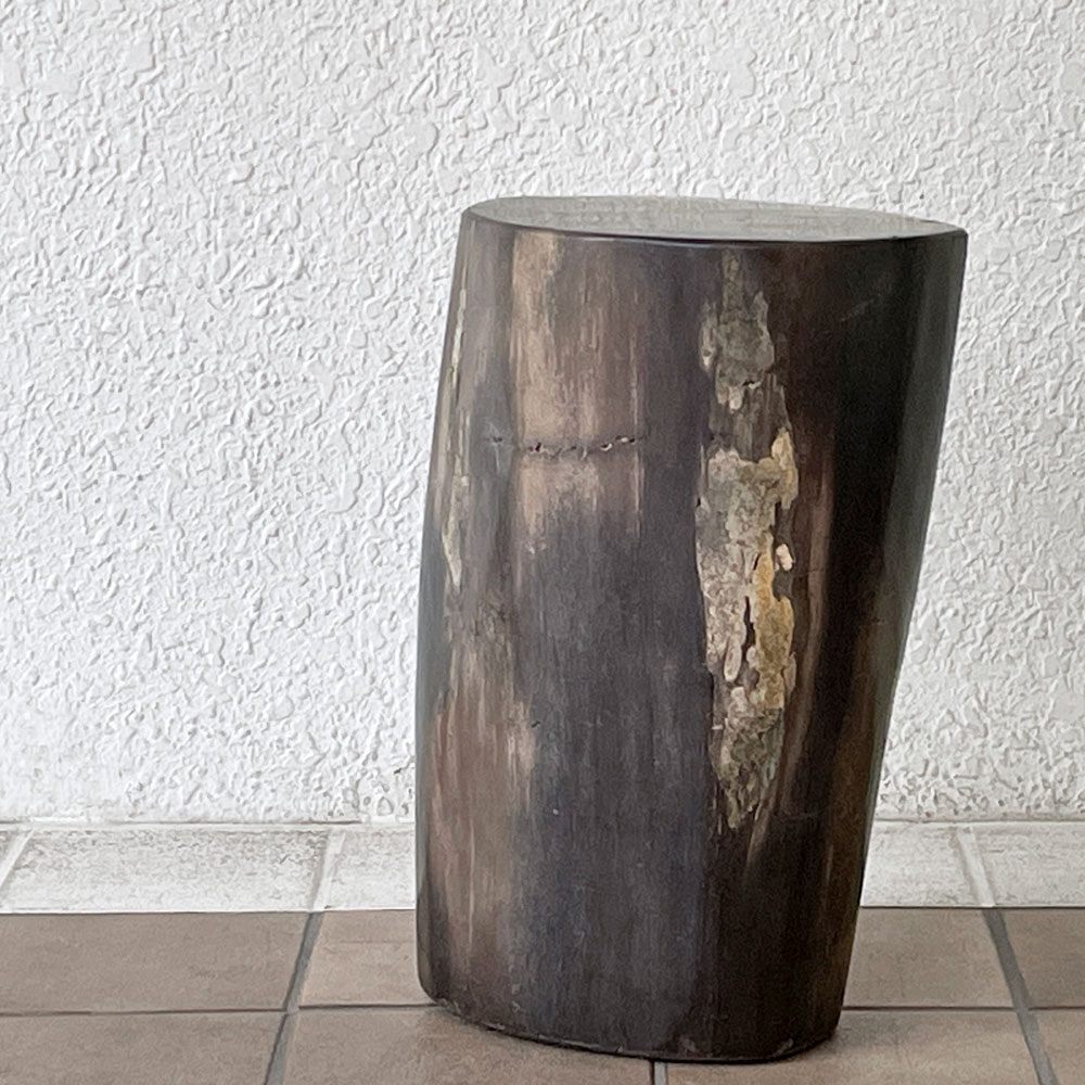 オーク ペトリファイド ウッド OAK Petrified Wood 珪化木 スツール H43cm サイドテーブル オブジェ ウッドストーン 鉱石 定価32万円 ◇