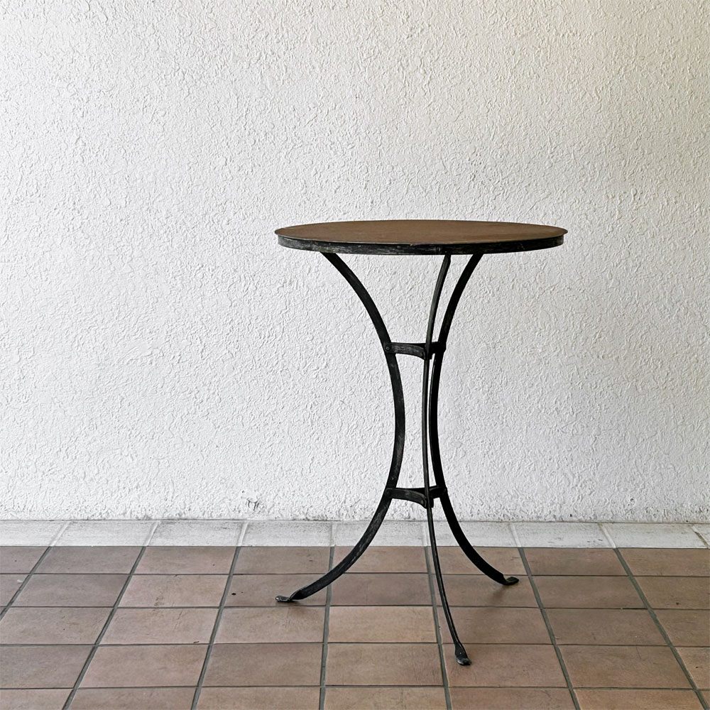 ビンテージ vintage アイアン ガーデンテーブル カフェテーブル Φ52cm フレンチスタイル クラシカルデザイン ◇
