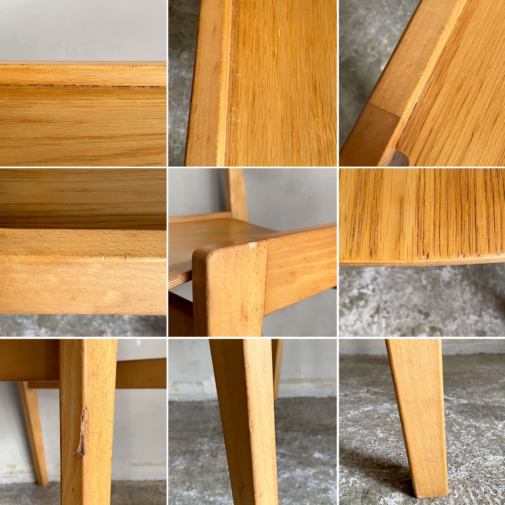 天童木工 TENDO ブックチェア ダイニングチェア 図書館椅子 オーク×ビーチ材 水之江忠臣 ジャパンビンテージ ミッドセンチュリー ■