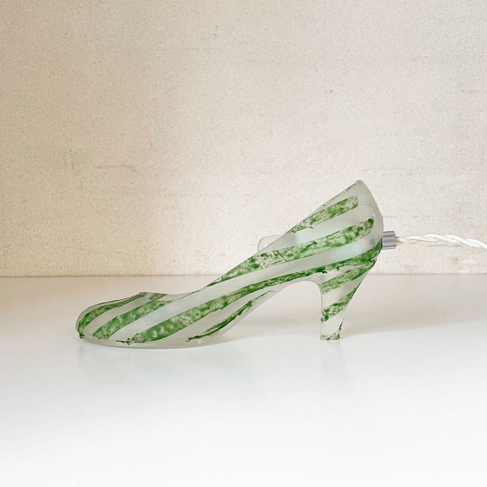 マウントハリ Mt.hari シンデレラシューズランプ CINDERELLA SHOES LAMP スタンドタイプ ガラステーブルライト stripe green 定価￥132,000- ◎