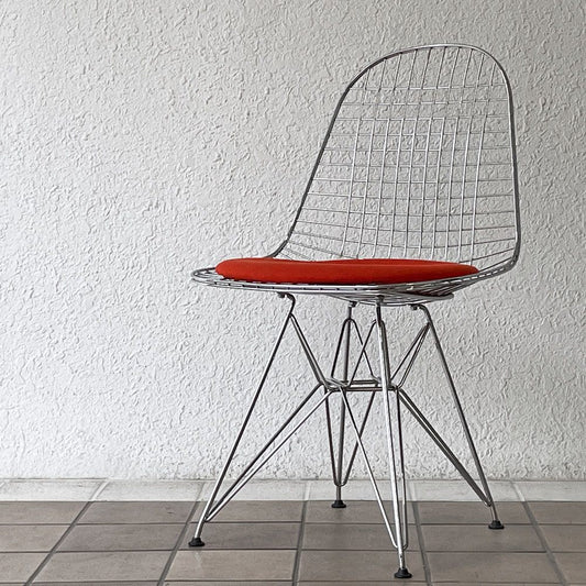 ヴィトラ vitra ワイヤーチェア Eames Wire Chair DKR5 エッフェルベース クローム シートパッド付 レッド C&R イームズ ミッドセンチュリー ◇