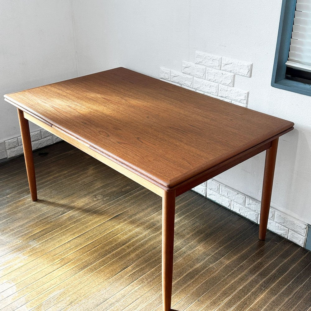 デンマークビンテージ Danish Vintage エクステンション EX ダイニングテーブル W139-192.5-246cm チーク材 伸長式 北欧家具 ◎