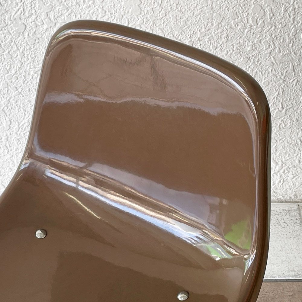 コトブキ KOTOBUKI スタッキングチェア FRP製 シェルチェア スチール脚 ブラウン 剣持勇デザイン ビンテージ ジャパニーズミッドセンチュリー A ◇