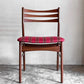 北欧ビンテージ Scandinabian Vintage チーク材 ダイニングチェア ラダーバック レッド系 ストライプ柄 北欧家具 A ■