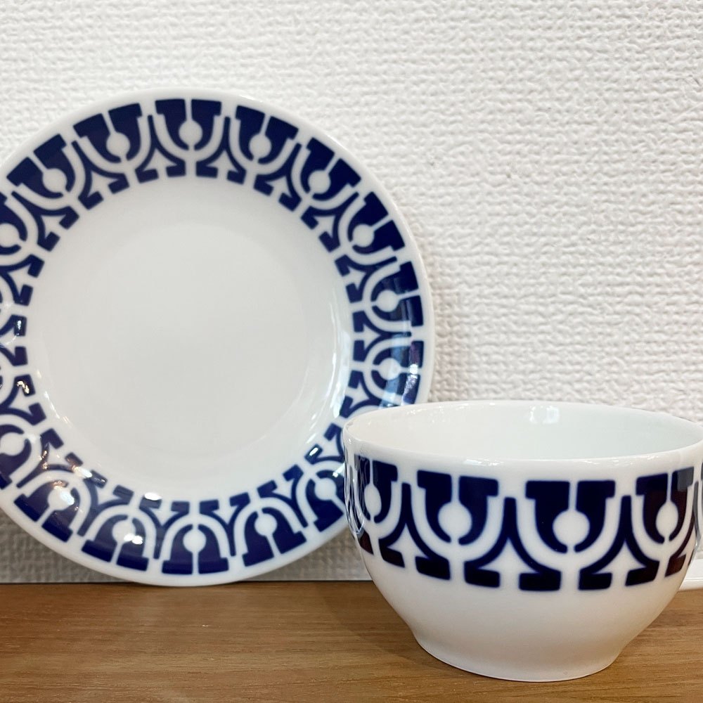 サルガデロス SARGADELOS カップ＆ソーサー C/S 幾何学模様 サルガブルー白磁 スペイン ◎