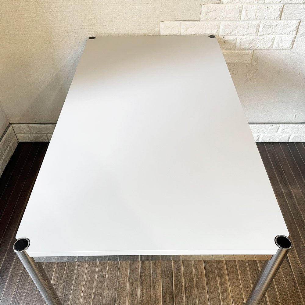 ユーエスエムハラー USM Haller モジュラーファニチャー ハラーテーブル デスク W120×D65cm ホワイト系カラー 高さ調節機能付 希少サイズ ◎
