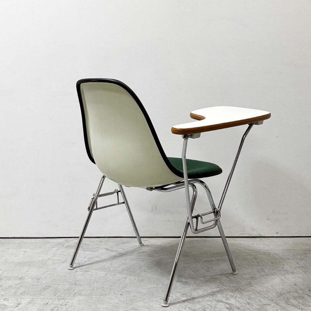ハーマンミラー Herman Miller サイドシェルチェア セカンド 2nd ビンテージ アプホルスター スクールベース スタッキングベース 肘掛けテーブル付 イームズ ミッドセンチュリー F ●