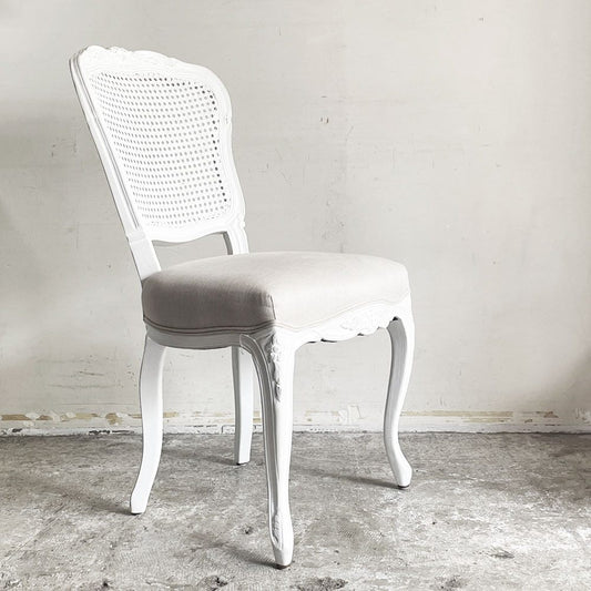 サラグレース Sarah Grace SGD デビュー ダイニングチェア DEBUT DINING CHAIR CHARM BD WHITE&NATURAL LINEN ラタンバック アンティーク風 ■