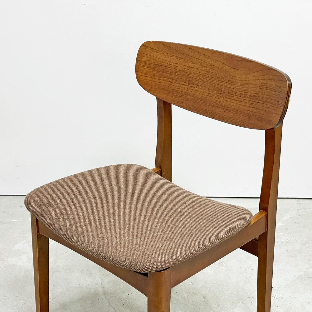 UKビンテージ UK Vintage ダイニングチェア サイドチェア チーク材 プライウッド ベージュ ファブリック 英国家具 北欧デザイン B ●