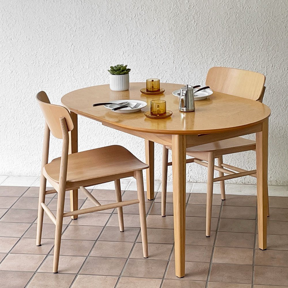モダンデザイン Modern Design メープル材 ダイニングテーブル エクステンション オーバル W90-120cm 国産家具 ナチュラル ◇