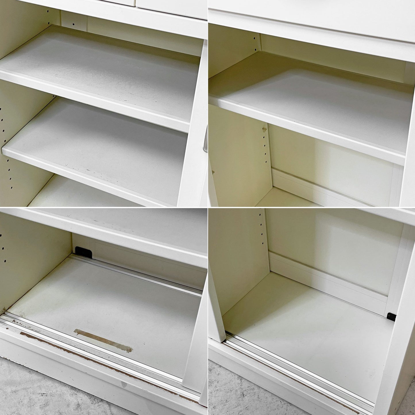 ビーカンパニー B-COMPANY キッチンカウンター キャビネット 食器棚 チェッカーガラス ホワイト シンプルデザイン 収納家具 ●