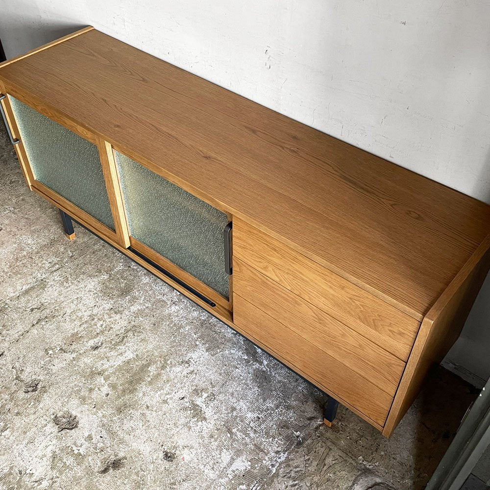 クラッシュゲート CRASH GATE イージーライフ Easy Life ジンロ ZINRO サイドボード SIDE BOARD w160cm モザイクガラス スチール ブラック 関家具 インダストリアル 展示品 ■
