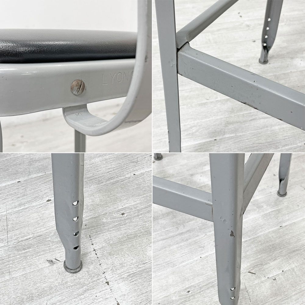 リオン LYON ファクトリー チェア FACTORY CHAIR カウンターチェア グレー バックレスト クッション PVCレザー 座面高69cm パシフィックファニチャーサービス  P.F.S取り扱い A ●