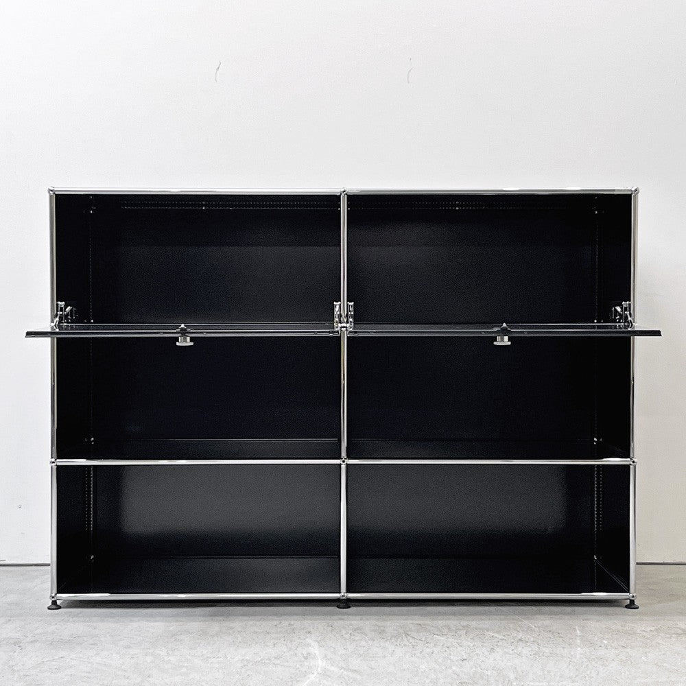 ユーエスエムハラー USMハラー USM Haller キャビネット オープンシェルフ 2列3段 ドロップダウンドア 鍵付き グラファイトブラック モダンデザイン スイス ●