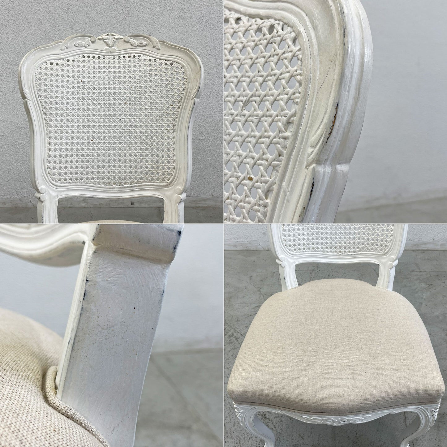 サラグレース Sarah Grace SGD デビュー ダイニングチェア DEBUT DINING CHAIR CHARM BD WHITE&NATURAL LINEN ラタンバック アンティーク風 オーク材 参考価格約55,000円 D〓