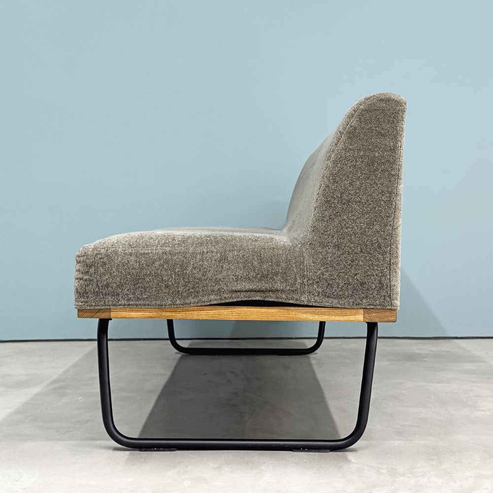 リセノ Re:CENO ワイリー WIRY 2人掛けソファ ベンチ クリンプ生地 グレー カバーリング スチール脚 ビンテージスタイル 定価￥86,800- ◎