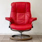 エコーネス EKORNES ストレスレス stressless メイフェア Mayfair リクライニングチェア オットマンセット Mサイズ レザー レッド ノルウェー 現状品 ◇