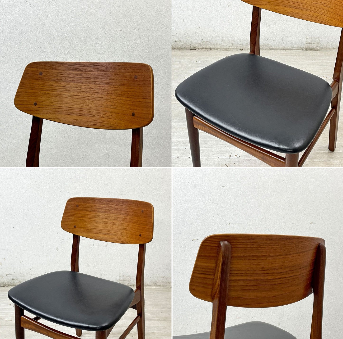 ファーストラップ FARSTRUP Model 208A ダイニングチェア チーク×アフロモシア材 レザー デンマーク ビンテージ 北欧家具 A ●