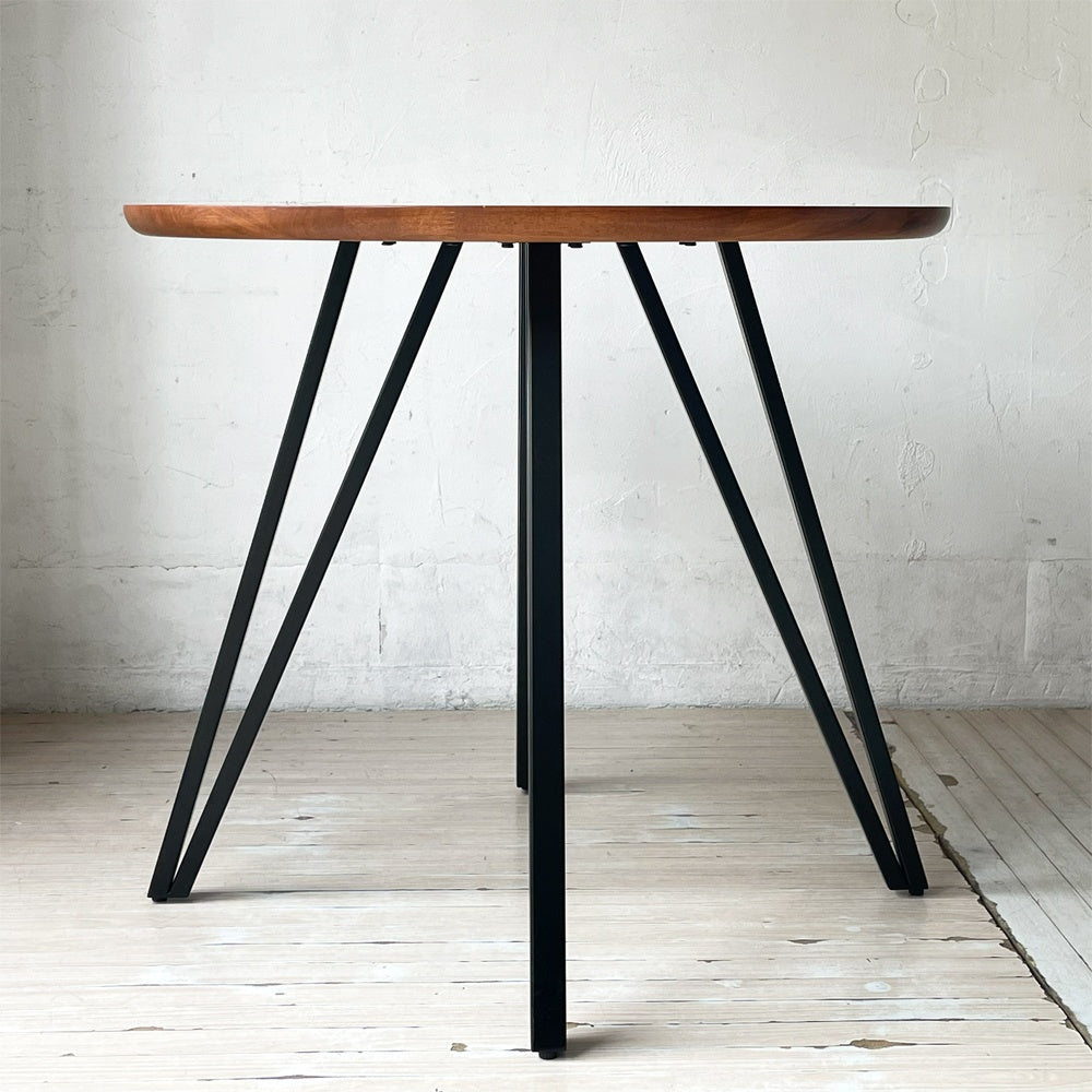 かなでもの KANADEMONO ザ・カフェテーブル THE CAFE TABLE Black Steel 4pin ラウンド Φ80cm ラバーウッド天板 ★