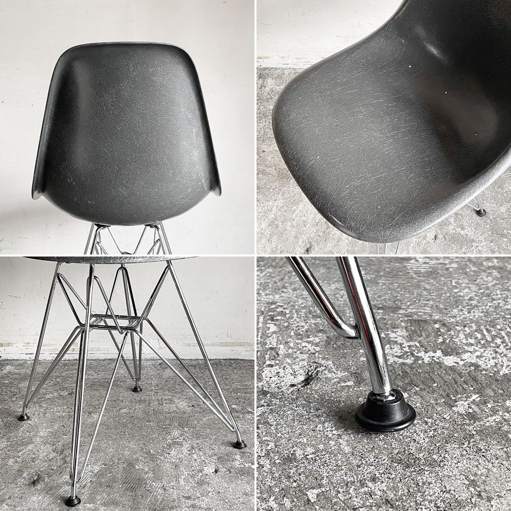 ハーマンミラー Herman Miller 2ndビンテージ サイドシェルチェア FRP製 エレファントハイドグレー エッフェルベース C&R イームズ ミッドセンチュリー ■