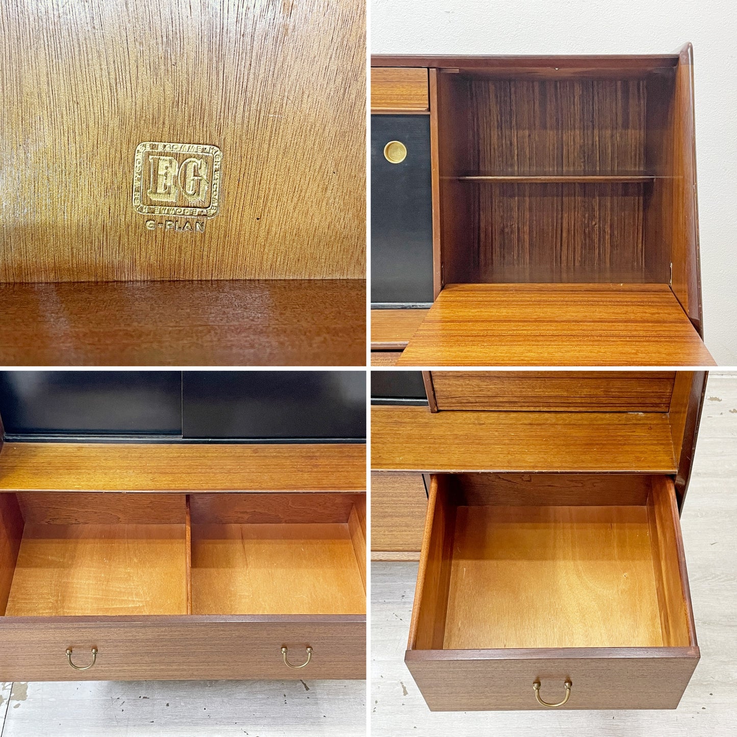 エベネゼルグーム Ebenezer Gomme ジープラン G-PLAN トーラ＆ブラック Tola&Black サイドボード Black&Brassシリーズ ゴールドラベル 英国 UKビンテージ ●