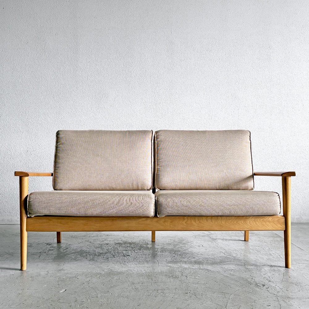 IDC大塚家具 OTSUKA シネマ CINEMA 2Pソファ オーク無垢材 w160cm ナチュラル 北欧スタイル 〓