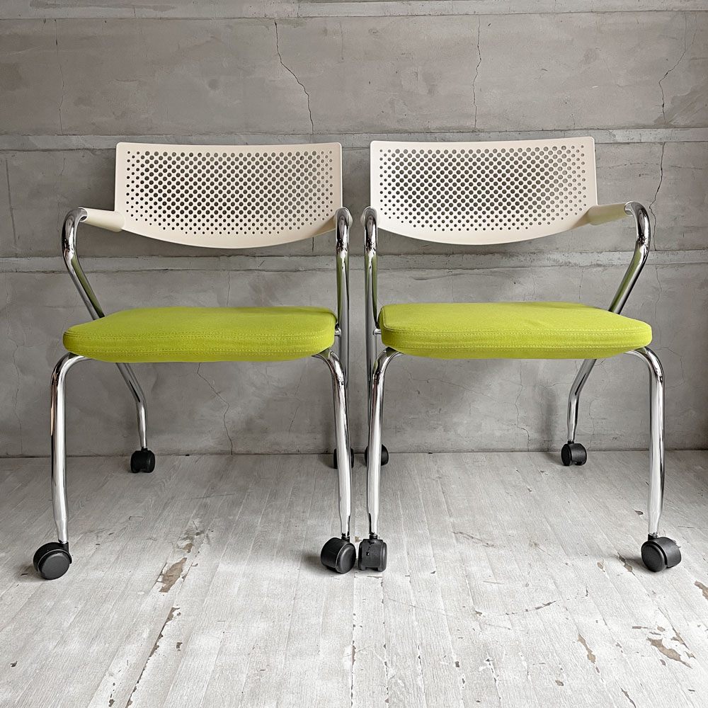 ヴィトラ vitra ビザロール Visaroll デスクチェア スタッキングチェア キャスター ファブリック アントニオ・チッテリオ 2脚SET ♪