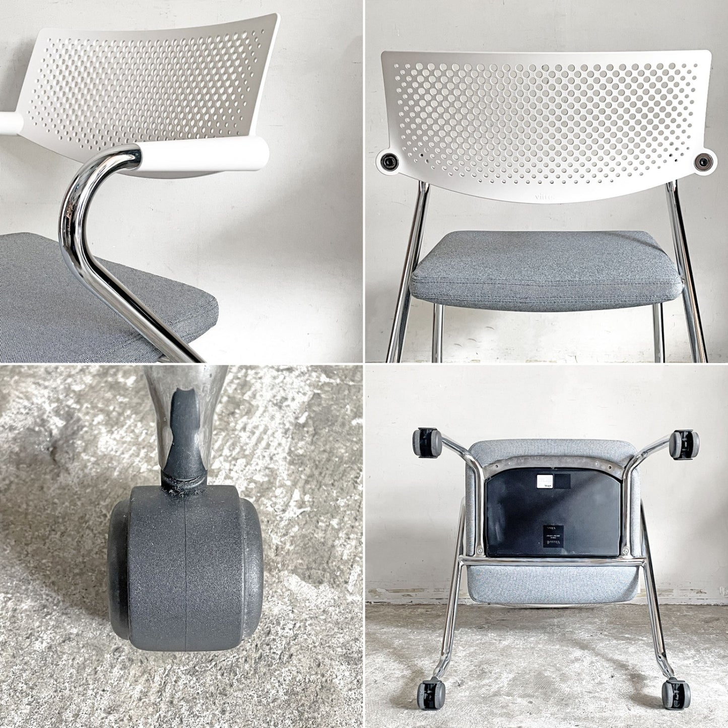 ヴィトラ vitra ビザロール Visaroll デスクチェア ミーティングチェア グレー系 ファブリック キャスターベース スタッキング アントニオ・チッテリオ A ■