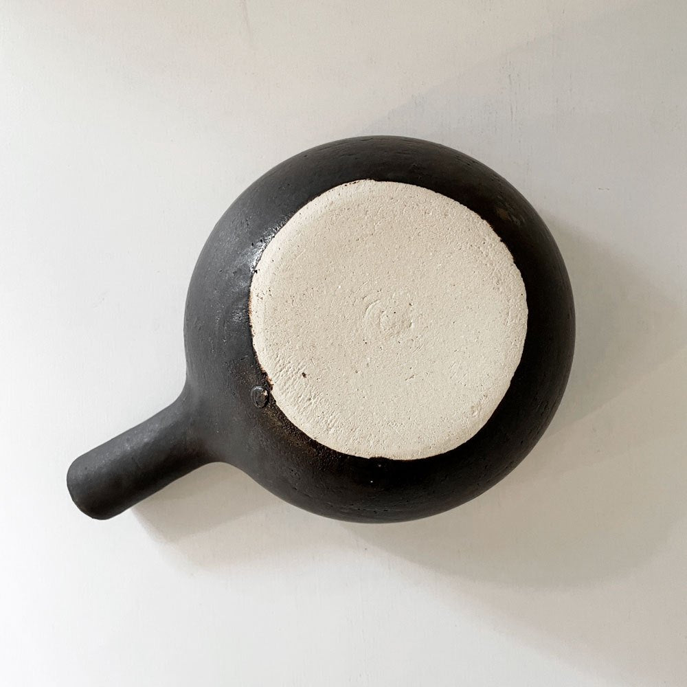 正島克哉 Katsuya Shoujima 片手土鍋 黒 小 全幅19.5cm 直火可 工房正島 現代作家 B ◎