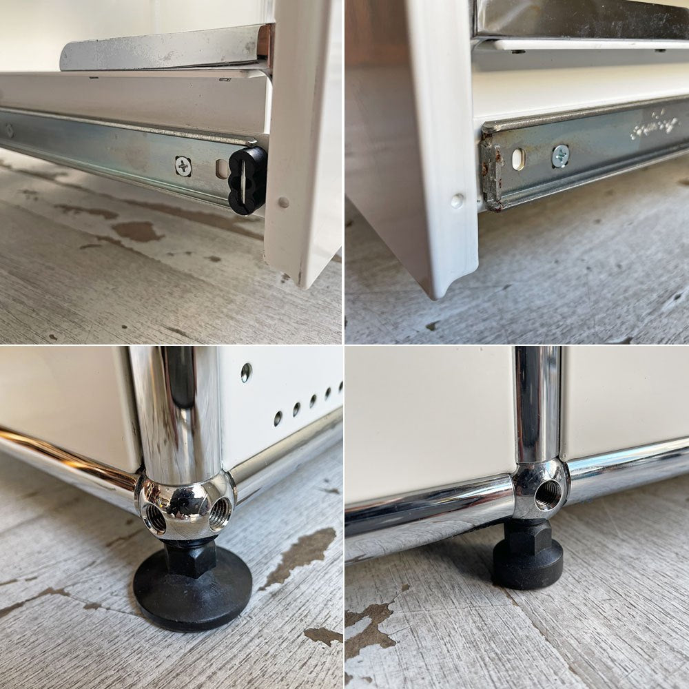 ユーエスエムハラー USMハラー USM Haller モジュラーファニチャー キャビネット シェルフ 2列2段 エクステンションドア×2 ピュアホワイト アジャスター付 スイス ♪