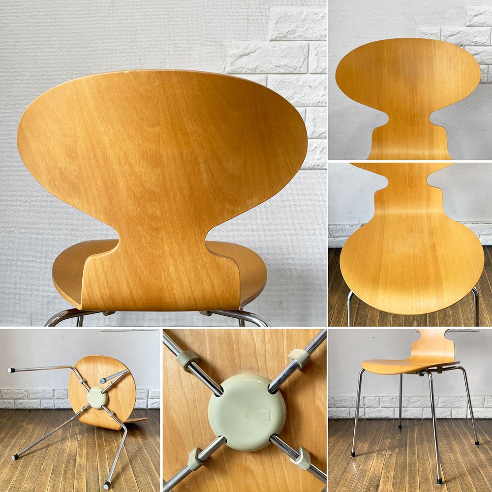フリッツハンセン Fritz Hansen 3101 アリンコチェア アントチェア 4本脚 ナチュラルビーチ ラッカー仕上げ フェルトグライズ アルネ・ヤコブセン B ◎