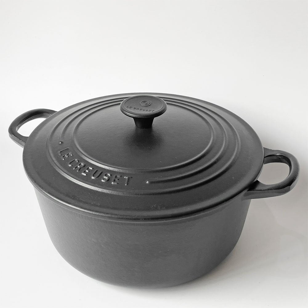 ルクルーゼ LE CREUSET ココットロンド 両手鍋 22cm ブラック 両手鍋 鋳物 ★