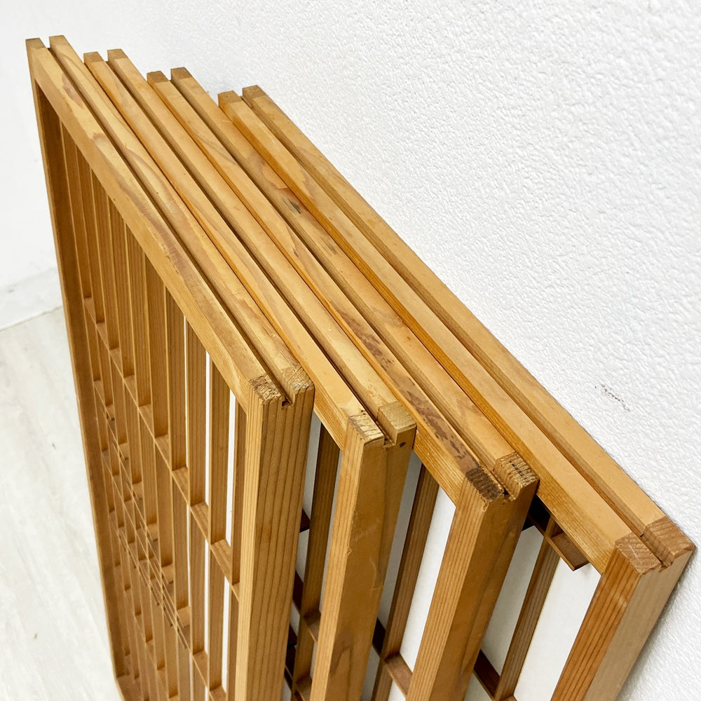 書院障子 欄間 建具 木製引き戸 4枚セット 格子戸 戸障子 W40×H100cm 古民具 ●