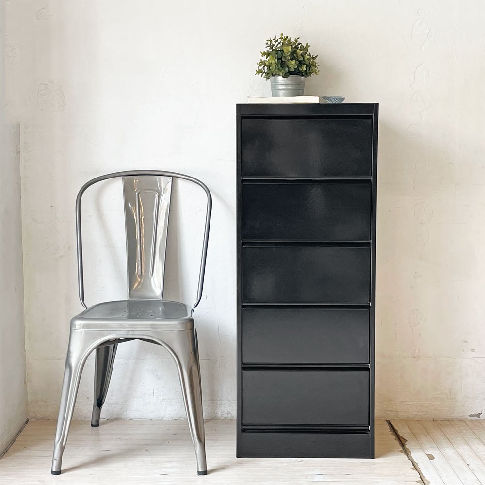トリックス TOLIX CC5 フラップ式 スチールキャビネット 5段 ブラック インダストリアル フランス 参考価格￥126,800- ★