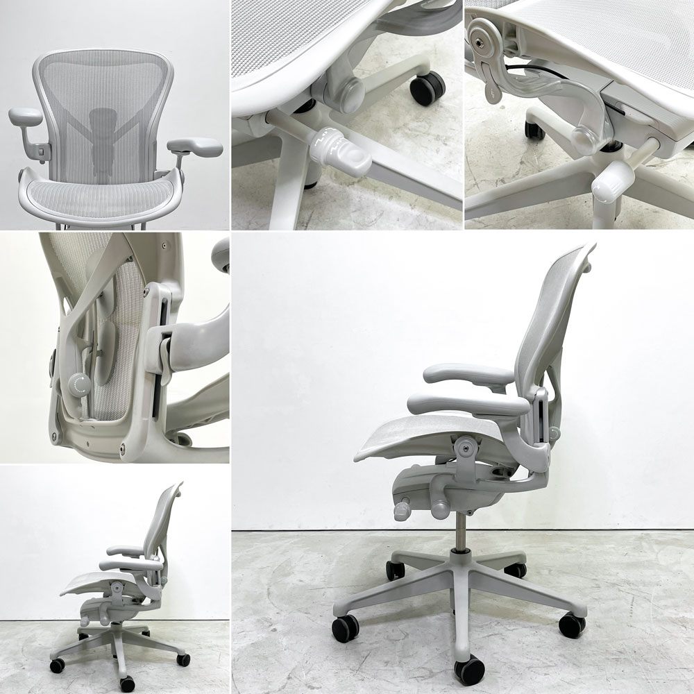 ハーマンミラー Herman Miller アーロンチェア リマスタード フル装備 Bサイズ ミネラル ポスチャーフィットSL デスクチェア オフィスチェア ビル・スタンフ ＆ ドン・チャドウィック ●