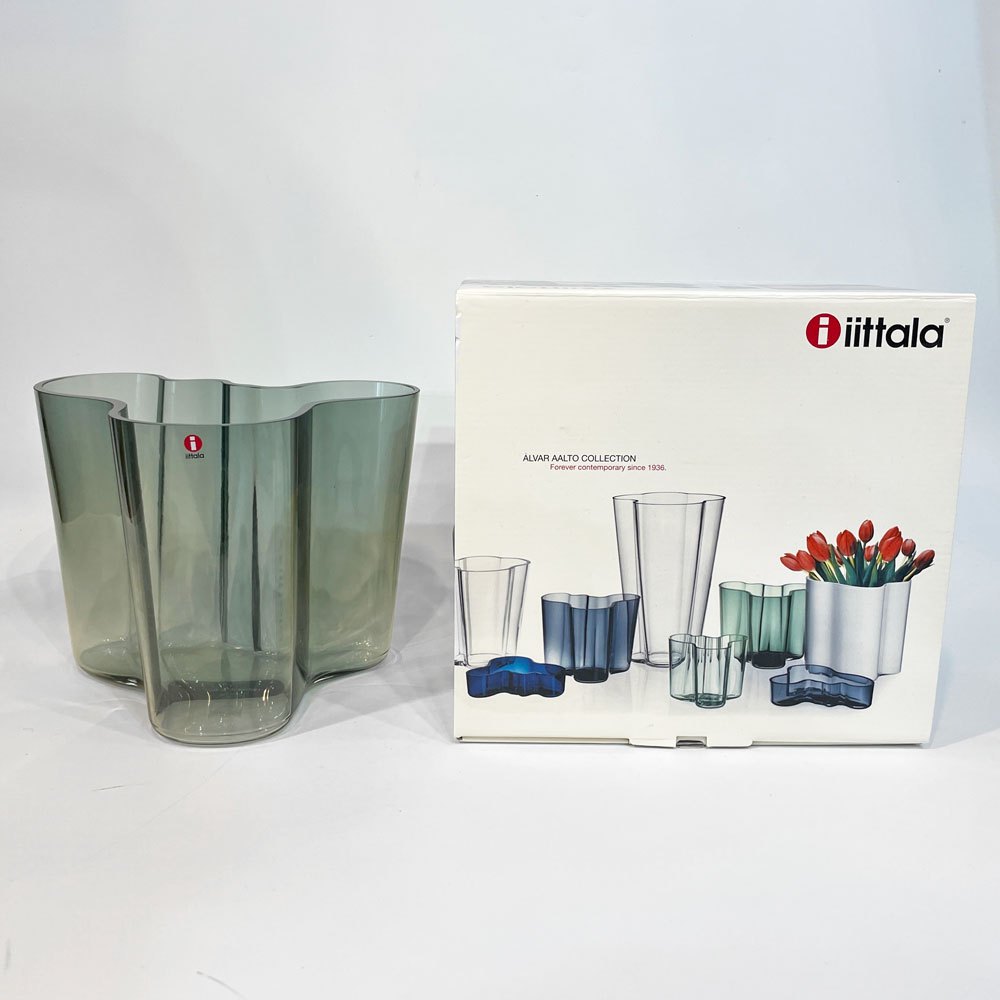 イッタラ iittala アルヴァ・アアルトコレクション ベース Alvar Aalto Collection Vase H160mm ダークグレー Jyvaskyla刻印入り 北欧雑貨 箱付 定価 ￥38,500- ★