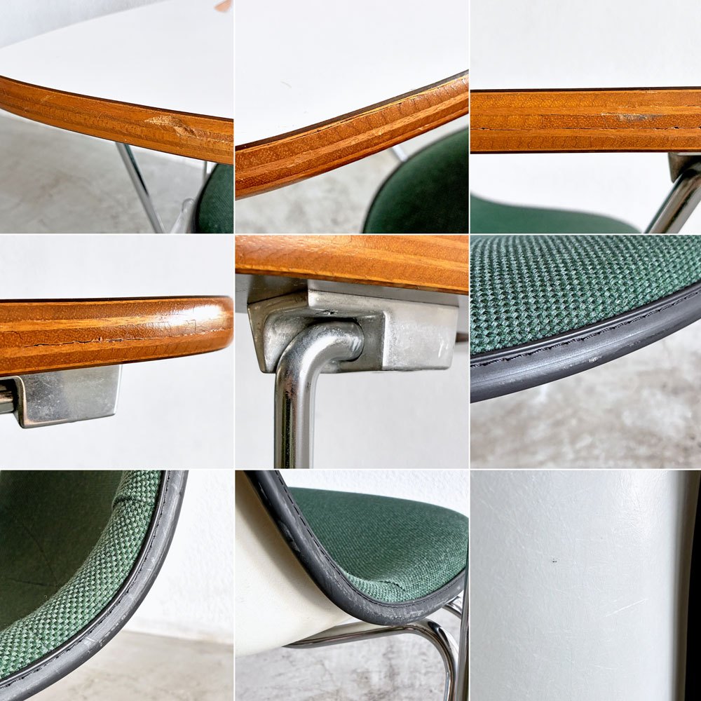 ハーマンミラー Herman Miller サイドシェルチェア セカンド 2nd ビンテージ アプホルスター スクールベース 肘掛けテーブル付 イームズ ミッドセンチュリー B 〓