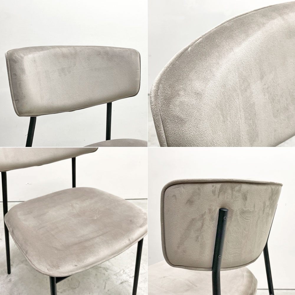 カリガリス Calligaris フィフティーズ FIFTIES ダイニングチェア サンドカラー×マットブラック ファブリック ベルベット スチール脚 モダンデザイン イタリア A ●