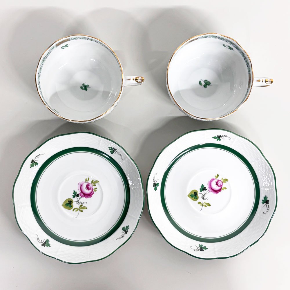 ヘレンド HEREND インドの華 ティーカップ＋ウイーンの薔薇 ソーサー C&S 2客セット A ◎