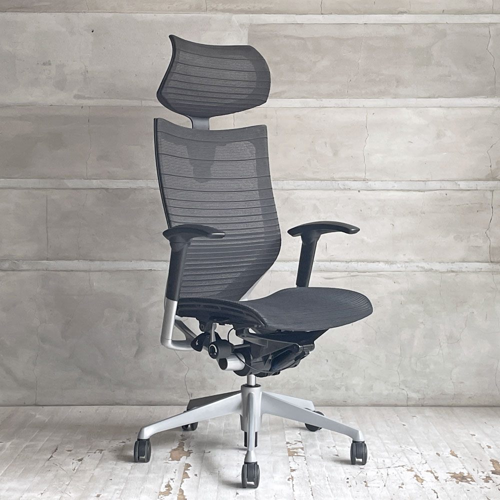 オカムラ okamura バロンチェア Baron Chair デスクチェア エクストラハイバック グラデーションサポートメッシュ 可動ヘッドレスト アジャストアーム ♪