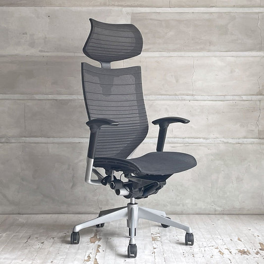 オカムラ okamura バロンチェア Baron Chair デスクチェア エクストラハイバック グラデーションサポートメッシュ 可動ヘッドレスト アジャストアーム ♪