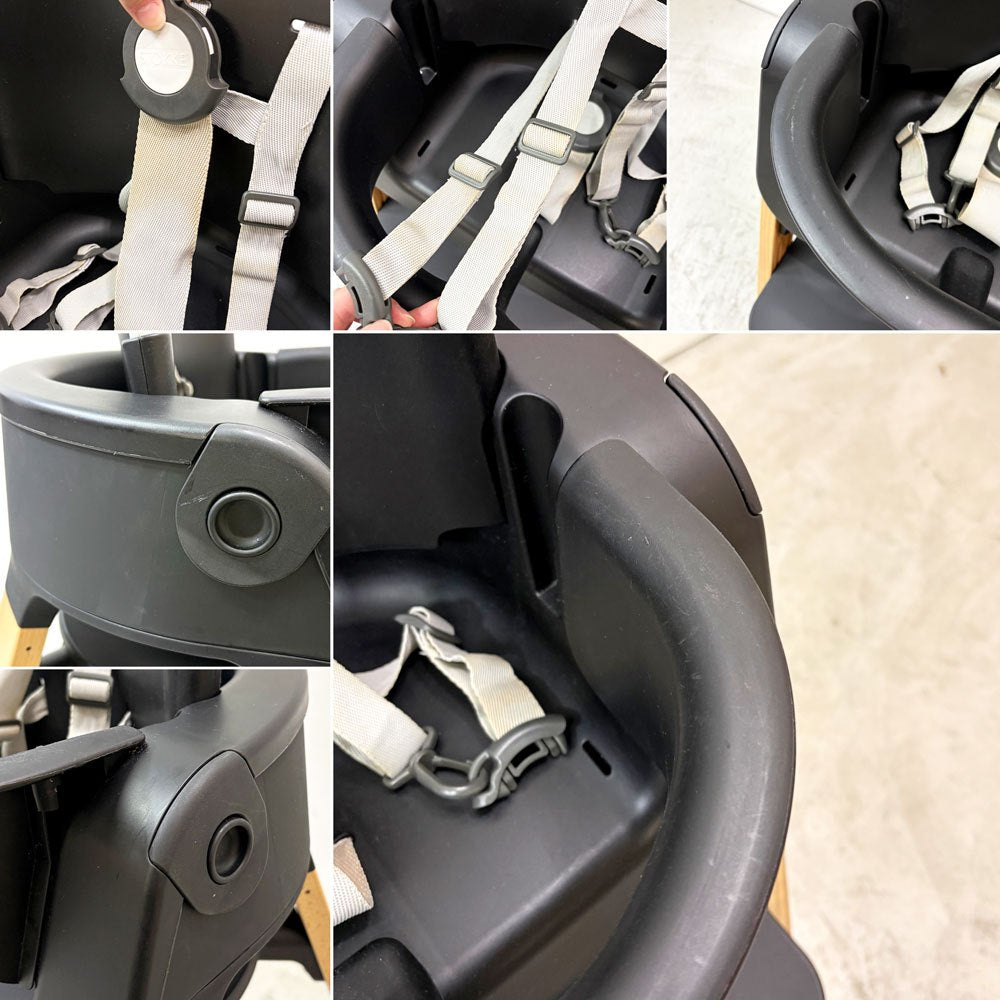 ストッケ STOKKE ステップス チェア Steps Chair ベビーチェア ブラック×ホワイト ベビーセット トレイ付き  ●