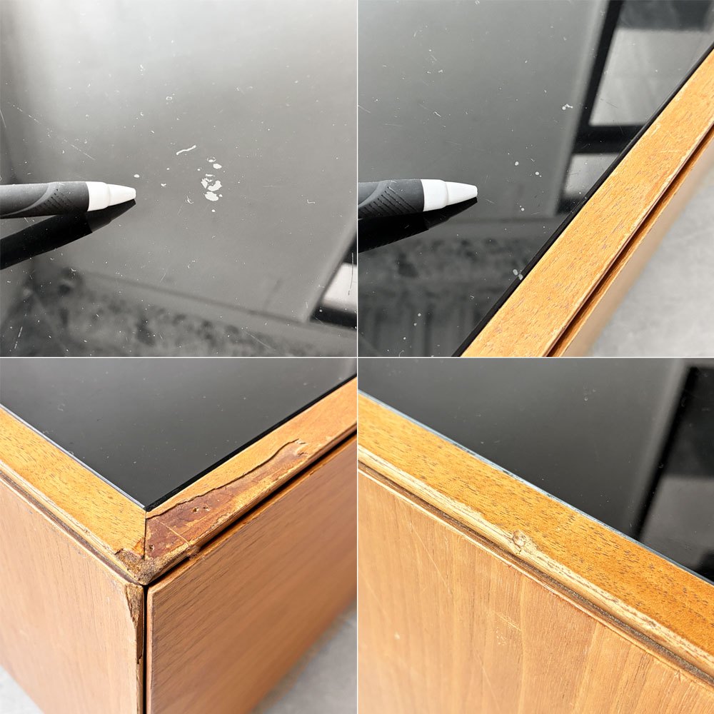 アクタス ACTUS フィーノ FINO CENTER TABLE センターテーブル ローテーブル スクエア W80cm ガラス×ウォールナット材 抽斗2杯 廃番 ★