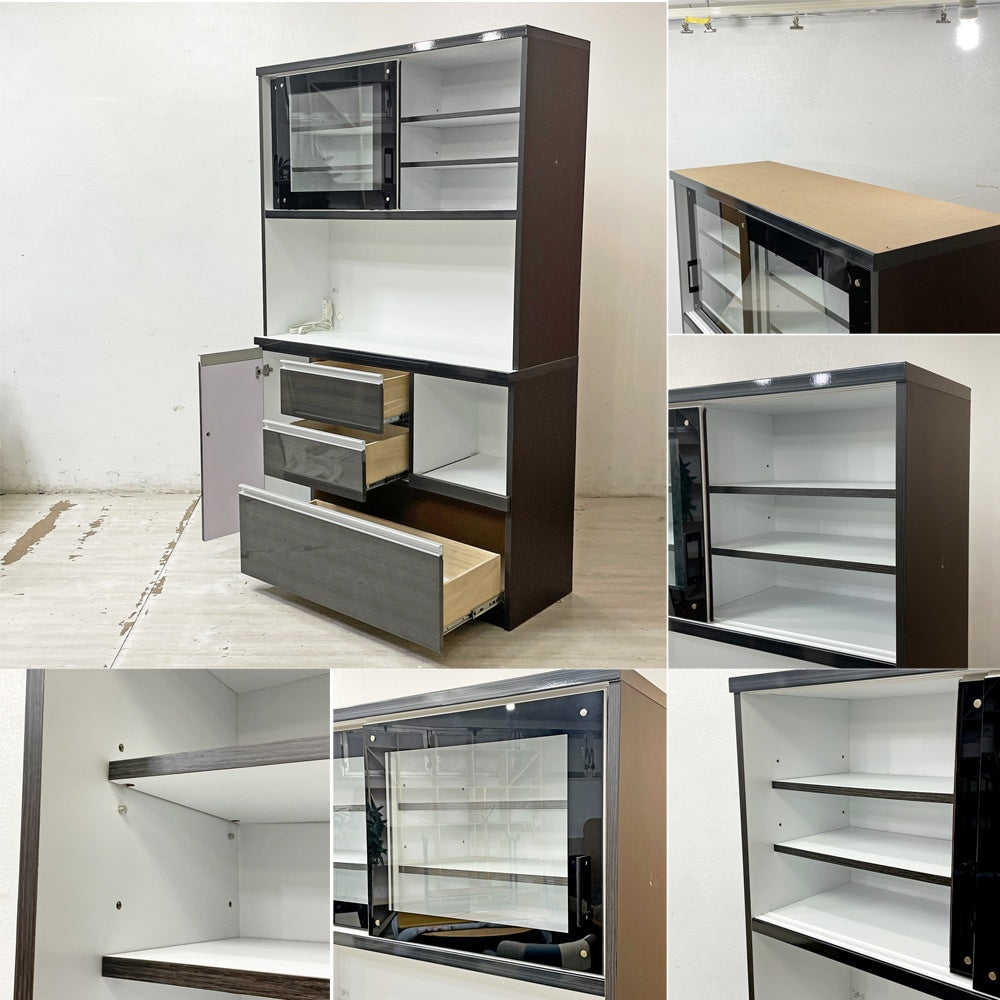 関家具 ミルコⅡ オープンダイニングボード 幅120㎝ 木目オーク キッチン 食器棚 レンジ台 電源2口 定価\63,690- ●