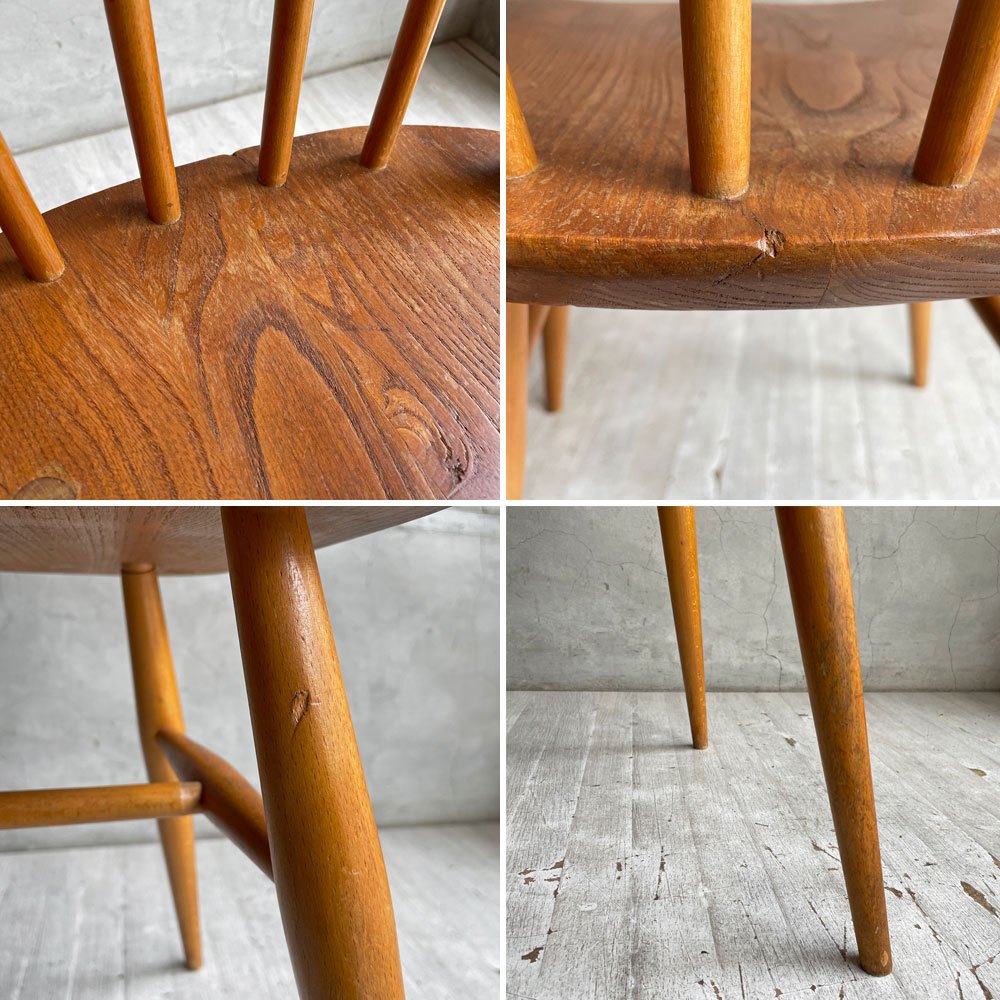 アーコール Ercol フープバックチェア ダイニングチェア スポークバック エルム材×ビーチ材 UKビンテージ 英国家具 ♪